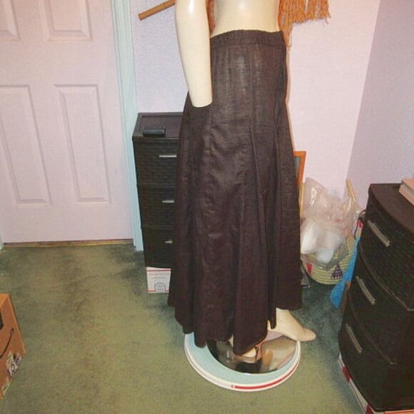 Vtg Ann Taylor Linen Maxi Skirt Size M Pleated Full Pull On Flare Whimsigoth Y2K - Picture 6 of 12